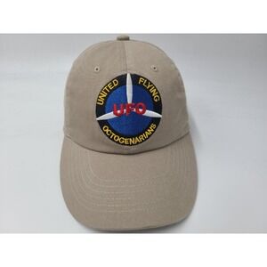 UFO United Flying Octogenarians Strapback Adjustable Hat Cap Dad Men Women Beige